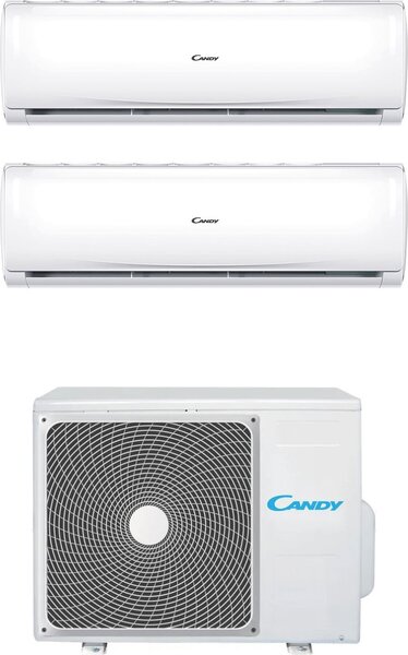 Candy Climatizzatore Dual Split Inverter 9000 + 9000 Btu Condizionatore con Pompa di Calore Classe A++/A+ Gas R32 Wifi (Unit Interna + Unit Ester