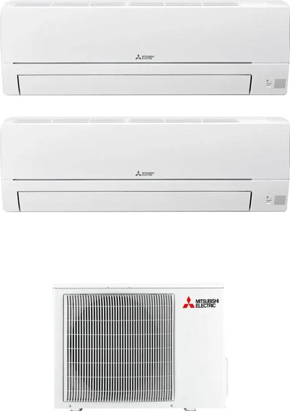MITSUBISHI Climatizzatore Dual Split Inverter 9000 + 9000 Btu Condizionatore con Pompa di Calore Classe A++/A+ Gas R32 (Unit Interna + Unit Ester