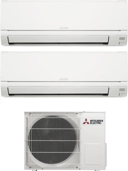 MITSUBISHI Climatizzatore Dual Split Inverter 9000 + 9000 Btu Condizionatore con Pompa di Calore Classe A++/A+ (Unit Interna + Unit Esterna) - MS