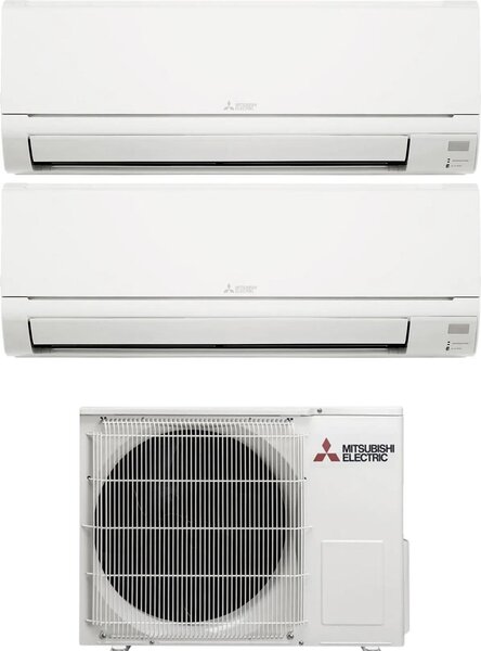 MITSUBISHI Climatizzatore Dual Split Inverter 9000 + 9000 Btu Condizionatore con Pompa di Calore Classe A++/A+ Gas R32 (Unit Interna + Unit Ester