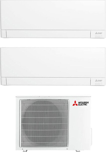 MITSUBISHI Climatizzatore Dual Split Inverter 9000 + 9000 Btu Condizionatore con Pompa di Calore Classe A++/A Gas R32 Wifi (Unit Interna + Unit E