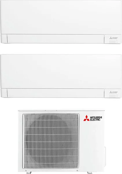 MITSUBISHI Climatizzatore Dual Split Inverter 9000 + 9000 Btu Condizionatore con Pompa di Calore Classe A++/A Gas R32 Wifi (Unit Interna + Unit E