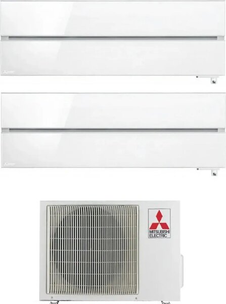 MITSUBISHI Climatizzatore Dual Split Inverter 9000 + 9000 Btu Condizionatore con Pompa di Calore Classe A++/A Gas R32 Wifi (Unit Interna + Unit E