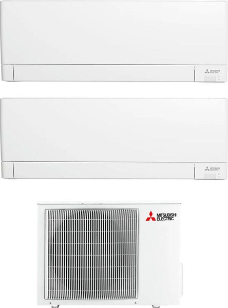 MITSUBISHI Climatizzatore Dual Split Inverter 9000 + 9000 Btu Condizionatore con Pompa di Calore Classe A+++/A++ Gas R32 (Unit Interna + Unit Est