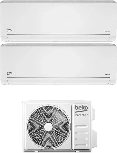 Beko Climatizzatore Dual Split Inverter 9000 + 9000 Btu Condizionatore con Pompa di Calore Classe A++/A+ (Unit Interna + Unit Esterna) - BGMPI095