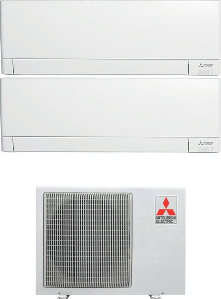 MITSUBISHI Climatizzatore Dual Split Inverter 9000+12000 btu Condizionatore con Pompa di Calore Classe A++/A++ Gas R32 (Unit Interna + Unit Ester