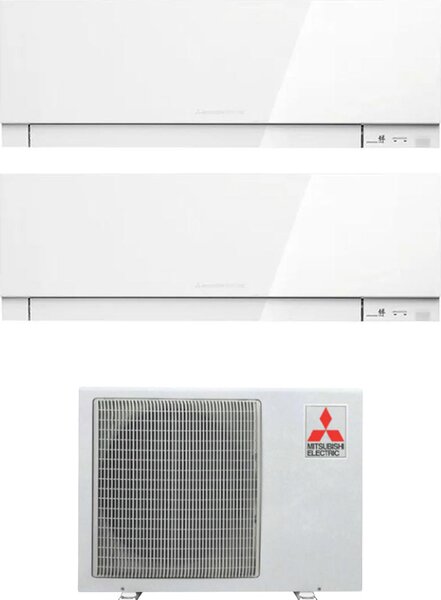 MITSUBISHI Climatizzatore Dual Split Inverter 9000+12000 Btu Condizionatore con Pompa di calore Classe A++/A+ Gas R32 Wifi (Unit Interna + Unit E