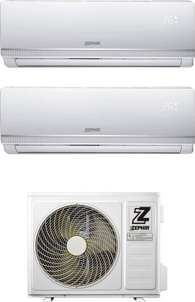 Zephir Climatizzatore Dual Split Inverter 9000+9000 Btu /h Condizionatore con Pompa di Calore Classe A++/A+ Gas R32 ( Unit Interna + Unit Esterna