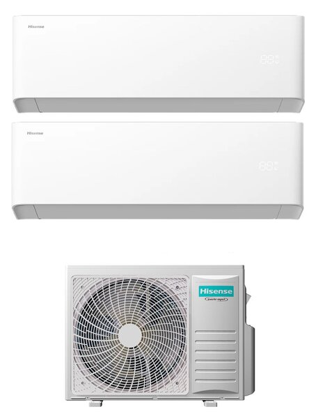 Hisense Climatizzatore Dual Split Inverter 9000+9000 btu Condizionatore con Pompa di Calore Classe A++/A+ Gas R32 WiFi (Unit Interna + Unit Ester