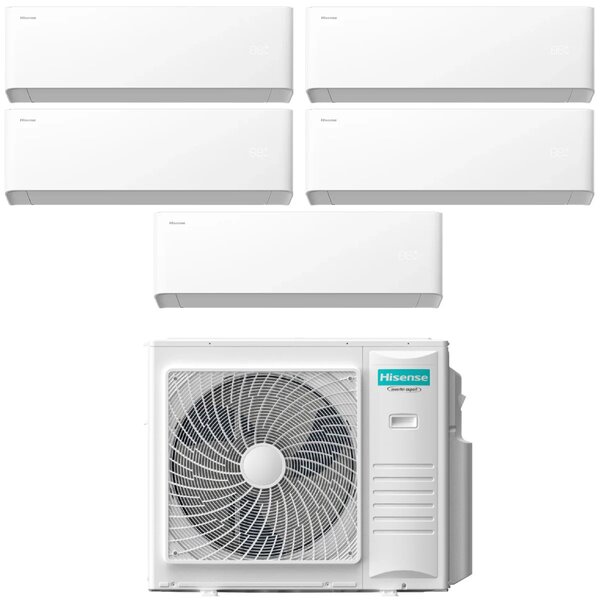 Hisense Climatizzatore Penta Split Inverter 7000+7000+7000+7000+12000 Btu Condizionatore con Pompa di Calore Classe A++/A+ Gas R32 WiFi (Unit Inte