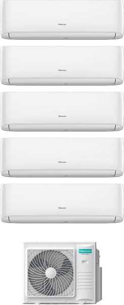 Hisense Climatizzatore Penta Split Inverter 7000+7000+7000+7000+12000 Btu Condizionatore con Pompa di Calore Classe A++/A+ Gas R32 WIFI (Unit Inte