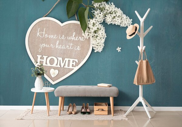 Carta da parati – Cuore con citazione - Home is where your heart is