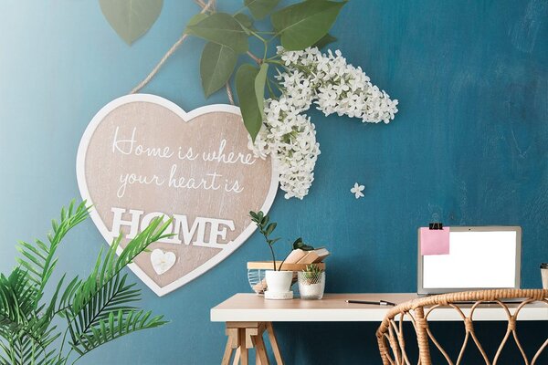 Carta da parati – Cuore con citazione - Home is where your heart is