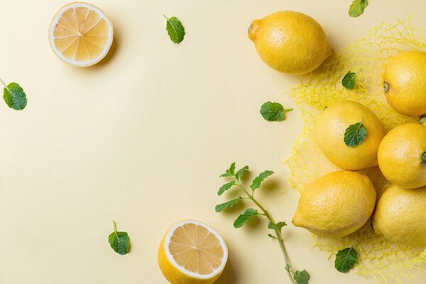 Carta da parati – Limoni con menta