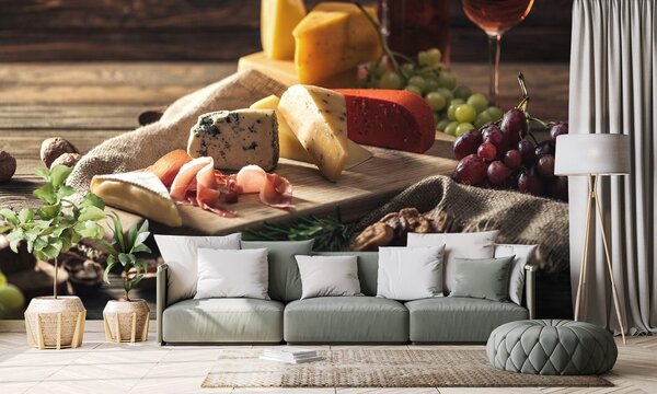 Carta da parati – Variazioni di formaggio su tavola