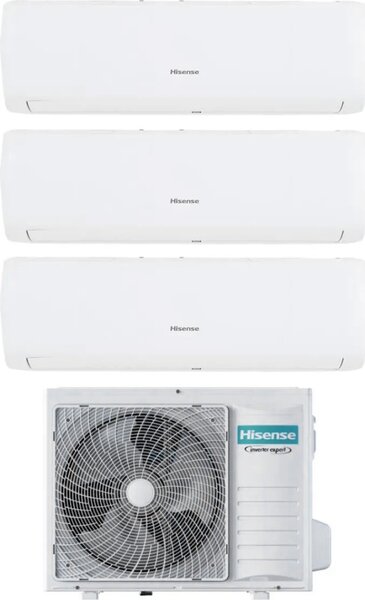 Hisense Climatizzatore Trial Split Inverter 12000 + 12000 + 9000 Btu Condizionatore con Pompa di Calore Classe A++/A+ Gas R32 (Unit Interna + Unit
