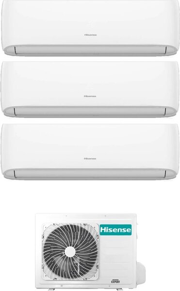 Hisense Climatizzatore Trial Split Inverter 7000+12000+12000 Btu /h Condizionatore con Pompa di Calore Classe A++/A+ Gas R32 WiFi (Unit Interna + 