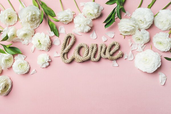 Carta da parati – Scritta Love in stile romantico