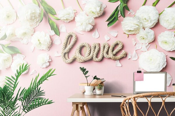 Carta da parati – Scritta Love in stile romantico