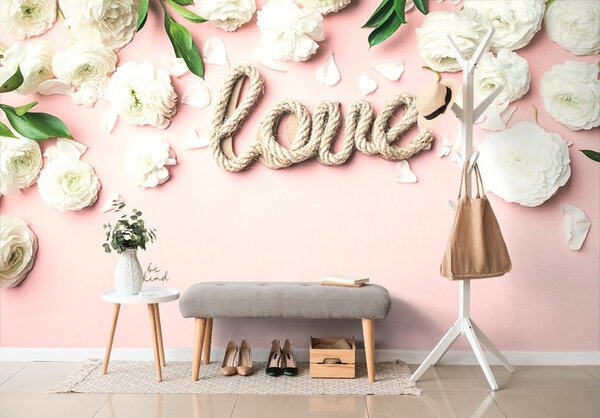 Carta da parati – Scritta Love in stile romantico