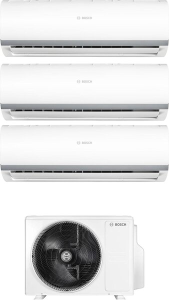 Bosch Climatizzatore Trial Split Inverter 9000 + 12000 + 12000 Btu /h Condizionatore con Pompa di Calore Classe A++/A+ Gas R32 (Unit Interna + Uni