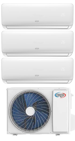 Argo Climatizzatore Trial Split Inverter 9000 + 9000 + 12000 Btu Condizionatore con Pompa di Calore Classe A++/A+ Wi-Fi (Unit Interne + Unit Este