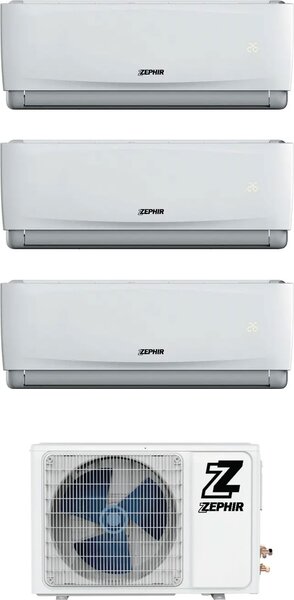 Zephir Climatizzatore Trial Split Inverter 9000 + 9000 + 12000 Btu Condizionatore con Pompa di Calore Classe A++/A+ Gas 32 (Unit interna + Unit e