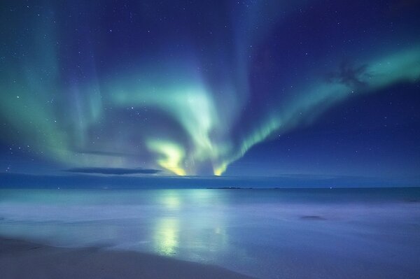 Carta da parati – Aurora boreale sull'oceano