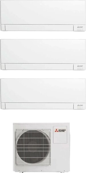 MITSUBISHI Climatizzatore Trial Split Inverter 9000 + 9000 + 12000 Btu Condizionatore con Pompa di Calore Classe A+++/A++ Gas R32 Wifi (Unit Inter