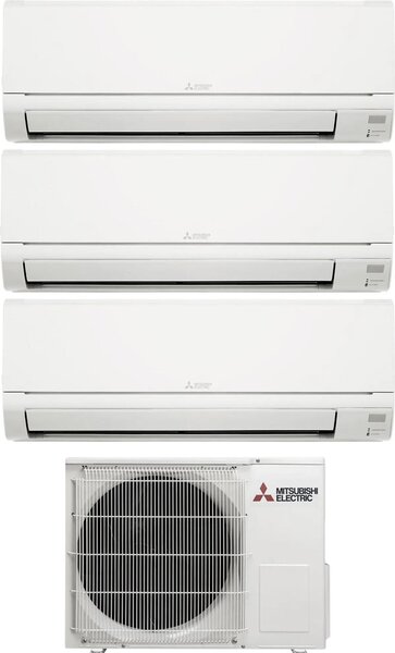 MITSUBISHI Climatizzatore Trial Split Inverter 9000 + 9000 + 12000 Btu Condizionatore con Pompa di Calore Classe A++/A+ Gas R32 (Unit Interna + Un