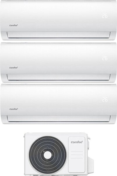 Comfee Climatizzatore Trial Split Inverter 9000 + 9000 + 12000 Btu Condizionatore con Pompa di Calore Classe A++/A+ Gas R32 (Unit Interna + Unit 