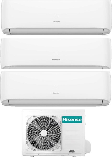 Hisense Climatizzatore Trial Split Inverter 9000+9000+12000 Btu /h Condizionatore con Pompa di Calore Classe A++/A+ Gas R32 WiFi (Unit Interna + U
