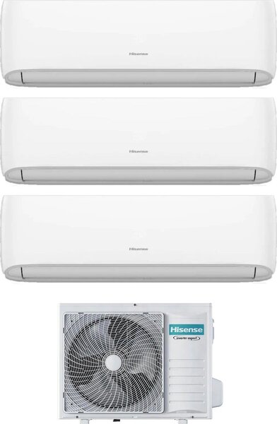 Hisense Climatizzatore Trial Split Inverter 9000+9000+12000 Btu /h Condizionatore con Pompa di Calore Classe A++/A+ Gas R32 WiFi (Unit Interna + U