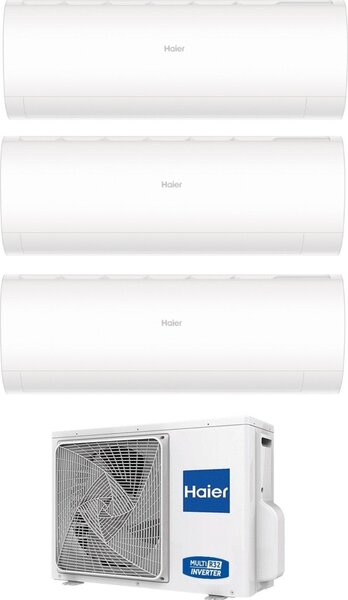 Haier Climatizzatore Trial Split Inverter 9000 + 9000 + 9000 Btu Condizionatore con Pompa di Calore Classe A++/A+ (Unit Interna + Unit Esterna) -