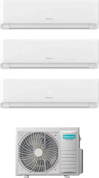 Hisense Climatizzatore Trial Split Inverter 9000+9000+9000 Btu Condizionatore con Pompa di Calore Classe A++/A+ Gas R32 (Unit Interna + Unit Este
