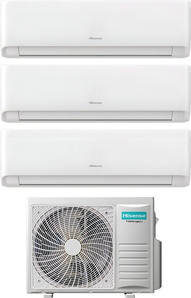 Hisense Climatizzatore Trial Split Inverter 9000+9000+9000 Btu Condizionatore con Pompa di calore Classe A++/A++ Gas R32 (Unit Interna + Unit Est