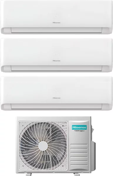 Hisense Climatizzatore Trial Split Inverter 9000+9000+9000 Btu Condizionatore con Pompa di calore Classe A++/A++ Gas R32 (Unit Interna + Unit Est