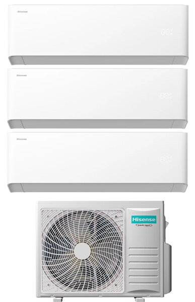 Hisense Climatizzatore Trial Split Inverter 9000+9000+9000 btu Condizionatore con Pompa di Calore Classe A++/A++ Gas R32 WiFi (Unit Interna + Unit