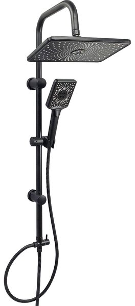 DecHome Colonna Doccia Con Soffione cm 20x30 + Doccino Nero Opaco - LX-4002 M.BLACK