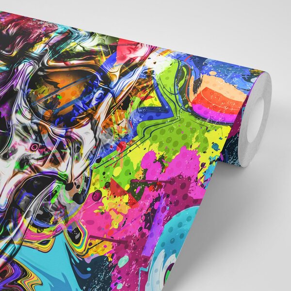 Carta da parati – Teschio artistico colorato