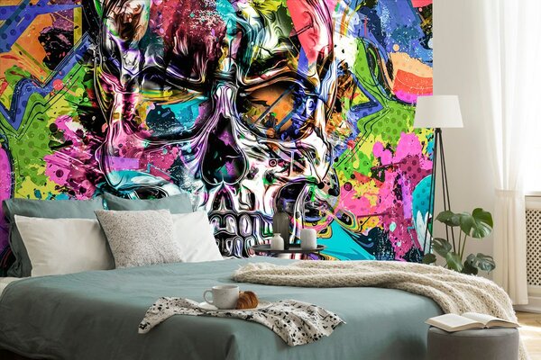 Carta da parati – Teschio artistico colorato