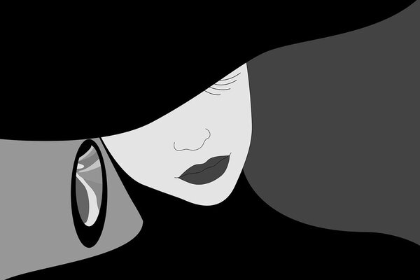 Carta da parati – Nobildonna in bianco e nero con cappello