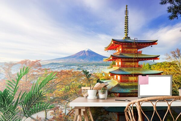 Carta da parati – Vista sulla Pagoda Chureito e monte Fuji