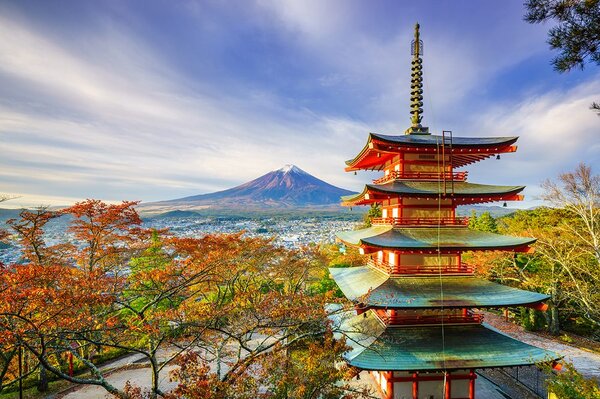 Carta da parati – Vista sulla Pagoda Chureito e monte Fuji