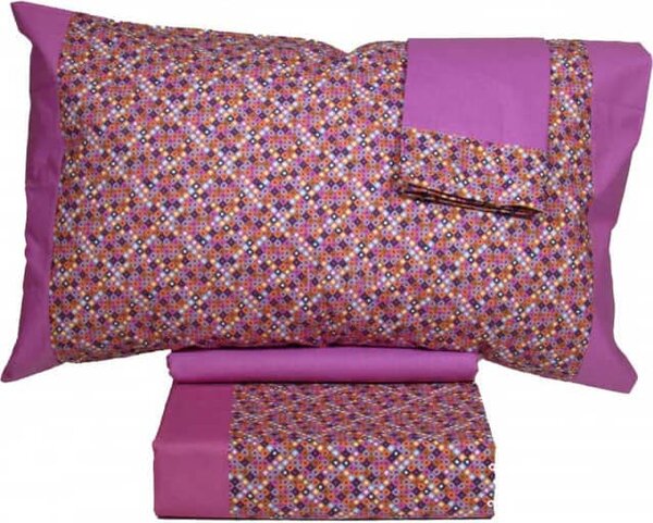 Gabel Completo Letto Singolo 100% Cotone lenzuolo sopra + sotto con angoli + federa con Stampa digitale colore Pastello - Clipper 18919