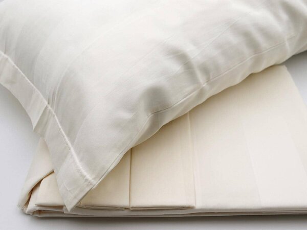 Blanco Raya Completo Letto Singolo in Cotone Satin lenzuolo sopra + sotto con angoli + federa Fantasia a fasce colore Crema - 80518