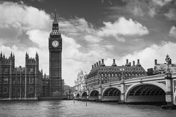 Carta da parati – Big Ben a Londra in bianco e nero