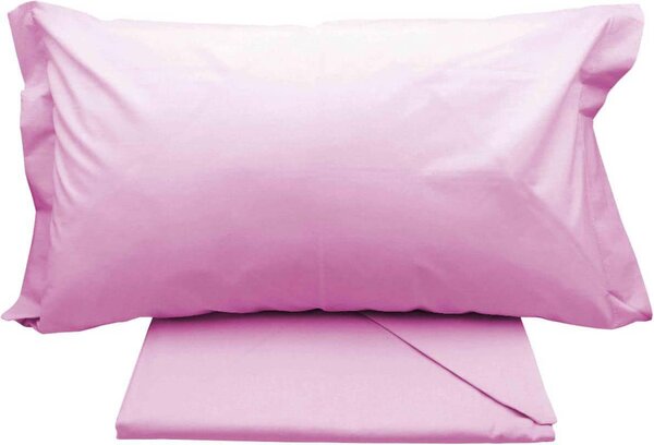 Blanco Raya Completo Letto Singolo in Cotone lenzuolo sopra + sotto con angoli + federa Tinta unita colore Rosa - Colors