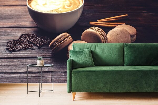Carta da parati – Caffè con macaron al cioccolato