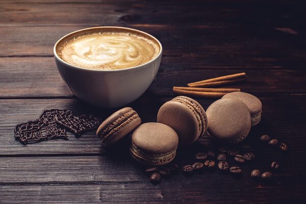 Carta da parati – Caffè con macaron al cioccolato